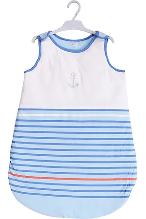 Moms Home Infant Kids White & Blue Striped Cotton Sleeping Bag