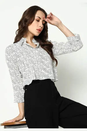 SHOWOFF Women White Comfort Boxy Printed Casual Shirt
