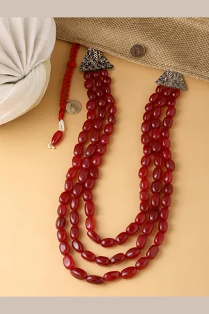 COSA NOSTRAA Men Red & Gold-Toned Brass Handcrafted Necklace