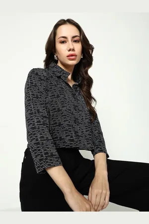 SHOWOFF Women Black Comfort Boxy Printed Casual Shirt