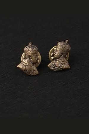 COSA NOSTRAA Men Antique Gold-Toned George V Collar Tips Accessory Gift Set
