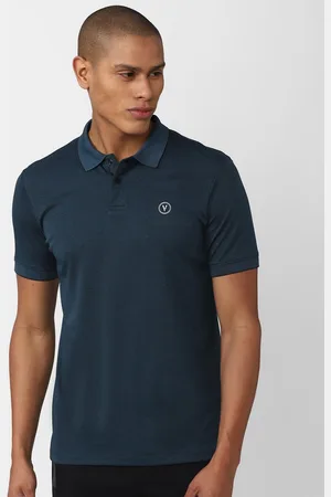 Van Heusen Men Navy Blue Solid Polo Collar T-shirt