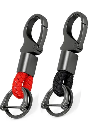 Contacts Set Of 2 Braided Keychain Leather Strap Keyring