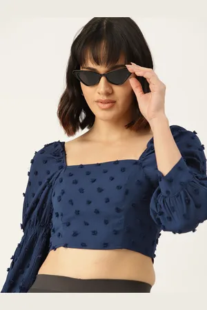 DressBerry Puff Sleeves Blouson Crop Top