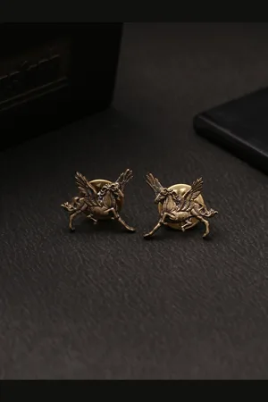 COSA NOSTRAA Men Gold-Toned Pegasus Collar Tips Accessory Gift Set