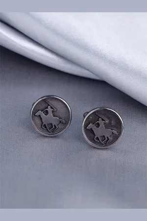 COSA NOSTRAA Men Silver-Plated Textured Round Cufflinks