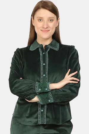 bellamia Women Green Slim Fit Casual Shirt