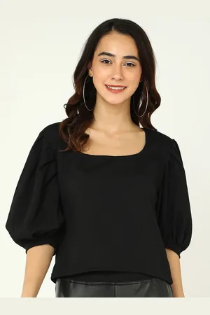 DressBerry Women Black Pure Cotton Top