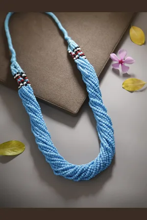 Bamboo Tree Jewels Blue Metal Handcrafted Necklace