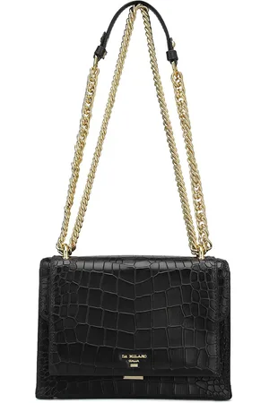 Da Milano Women Black Textured Leather Structured Handbags