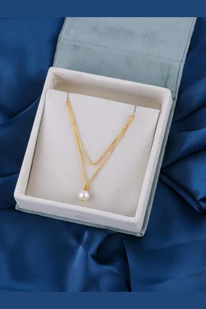 Brandsoon Women Gold-Toned & White Brass Feather Chain