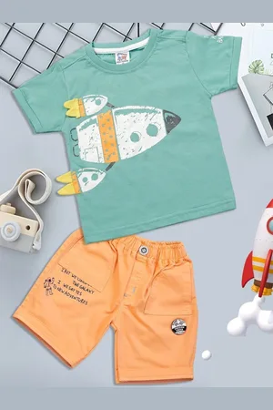 YOUSTYLO Infants Boys Printed T-shirt With Shorts Clothing Set