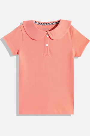 METRO KIDS COMPANY Girls Orange Polo Collar T-shirt