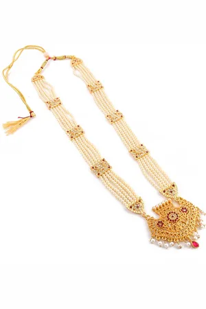 Jewar Mandi Gold-Toned & White Brass Gold-Plated Necklace