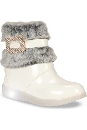 Lil Lollipop Girls Faux Fur Trim Led Light Mid Top Winter Boots