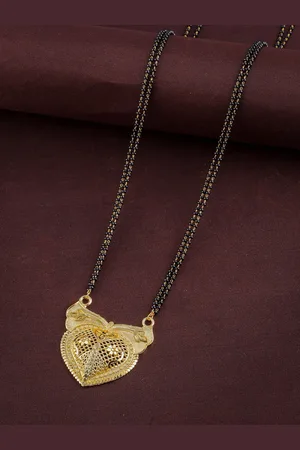 Brandsoon Gold-Plated & Black Beaded Mangalsutra