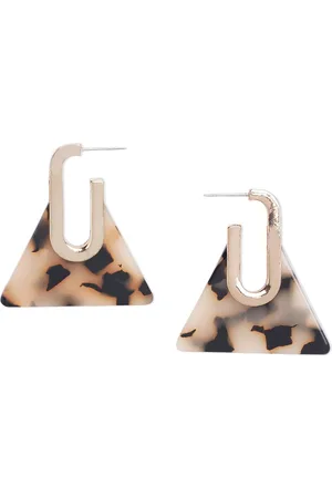 Blisscovered Beige & Black Triangular Studs Earrings