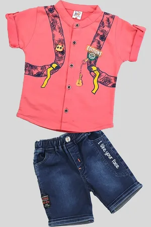 YOUSTYLO Boys Graphic Printed Roll-Up Sleeves Shirt with Shorts