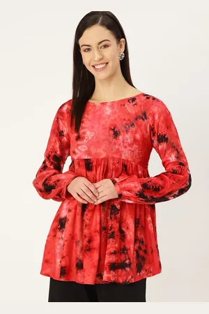 Kalini Orange Printed Flared Sleeves Kurti