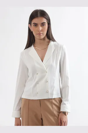 CENTRESTAGE V-Neck Cuffed Sleeves Shirt Style Top