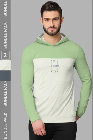bullmer Pack Of 2 Colourblocked Hooded Neck Cotton T-Shirts