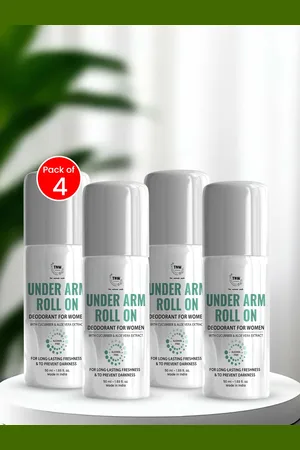 TNW the natural wash Set of 4 Cucumber Aloe Vera Under Arm Roll On Deodorant 50ml Each