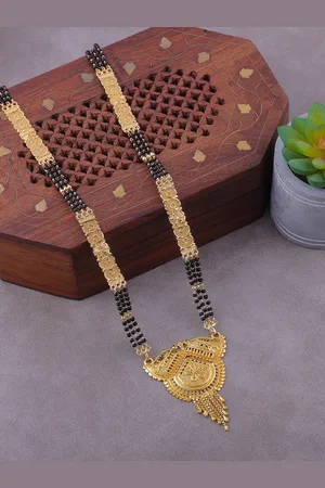 Brandsoon Gold-Plated & Black Beaded Mangalsutra