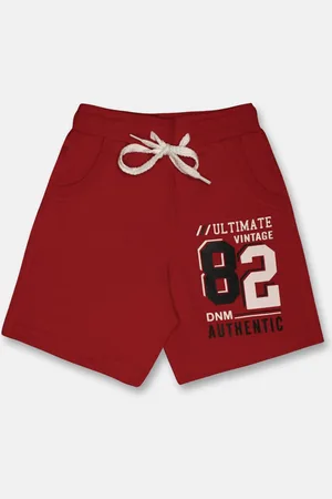 Chimprala Boys Red Typography Printed Outdoor Antimicrobial Technology Shorts