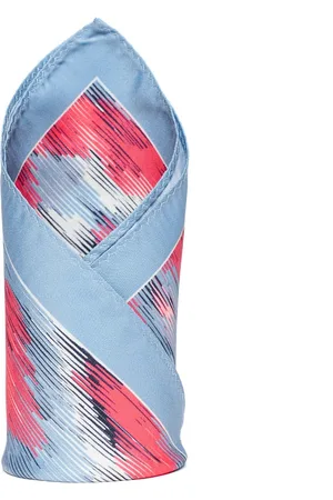 Alvaro Castagnino Blue & Peach-Coloured Printed Pocket Square