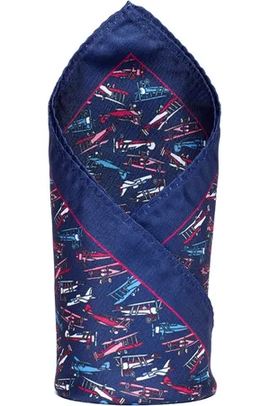 Alvaro Castagnino Blue Printed Pocket Square