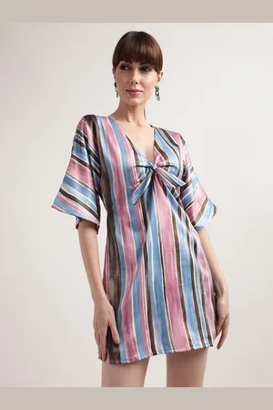 CENTRESTAGE Multicoloured Striped A-Line Mini Dress