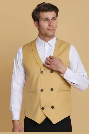 Tahvo Men Gold Satin Formal Waistcoat