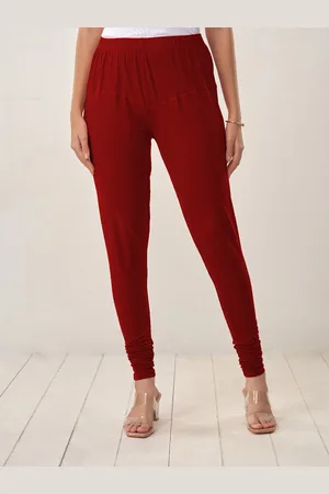 Lyra Women Red Solid Churidar Length Leggings