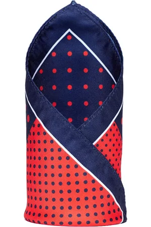Alvaro Castagnino Navy Blue & Red Printed Pocket Square