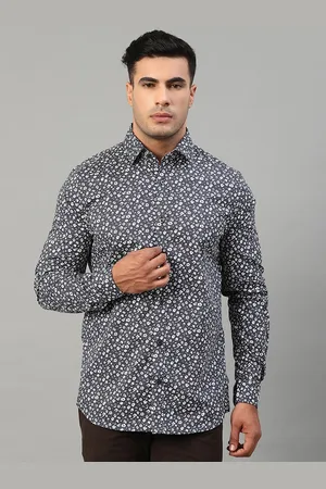 Matinique Men Navy Blue Slim Fit Printed Cotton Casual Shirt