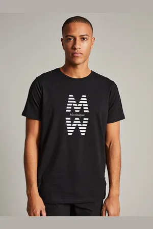 Matinique Men Black & White Brand Logo Printed Pure Cotton T-shirt