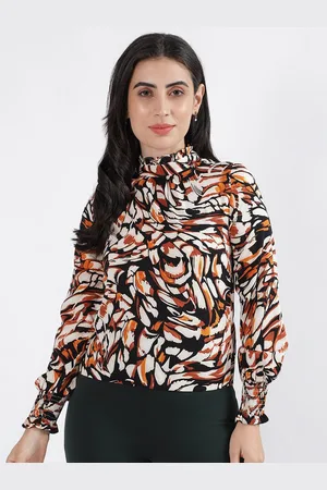 CENTRESTAGE Abstract Printed High Neck Regular Top