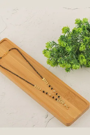 Brandsoon Set Of 2 Gold-Plated AD Studded & Beaded Mangalsutras
