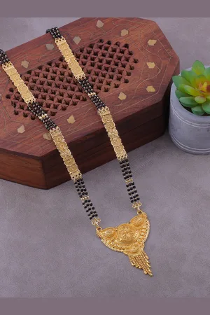 Brandsoon Gold-Plated Black Beaded Mangalsutra