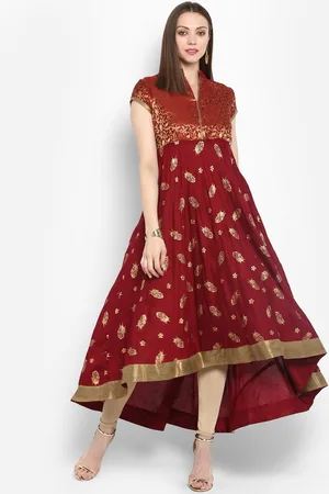 Kalini Ethnic Motifs Printed Mandarin Collar Zari Detail Anarkali Kurta