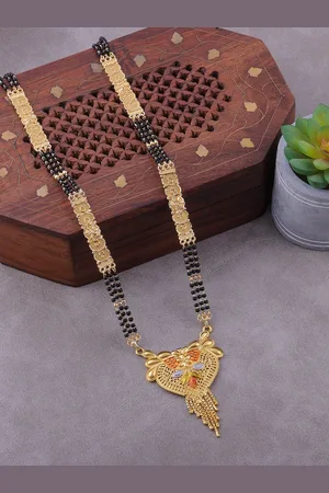 Brandsoon Women Gold-Plated & Black Beaded Mangalsutra
