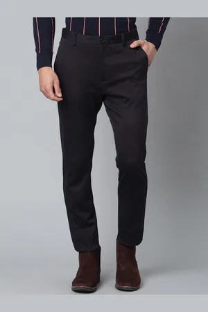 Matinique Men Navy Blue Solid Slim Fit Trousers
