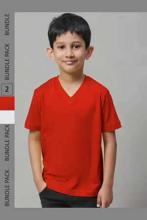 Friskers Boys Pack Of 2 V-Neck Pure Cotton T-shirts