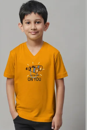 Friskers Boys Typography Printed V-Neck Slim Fit Pure Cotton T-shirt