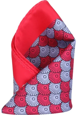Alvaro Castagnino Red & Grey Printed Pocket Square