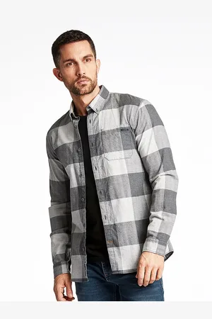 Lindbergh Men Grey Relaxed Tartan Checks Checked Casual Shirt