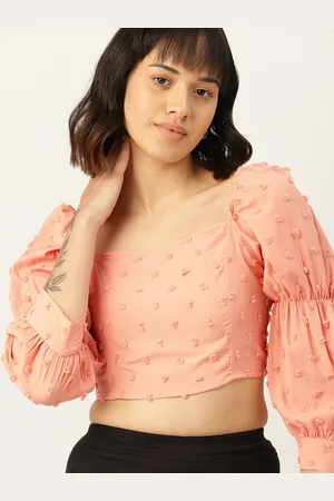 DressBerry Puff Sleeves Blouson Crop Top