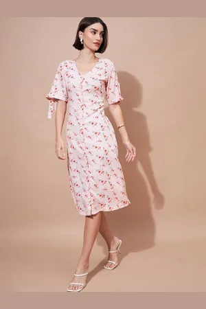 DressBerry Floral Printed Slit Sleeves A-Line Dress