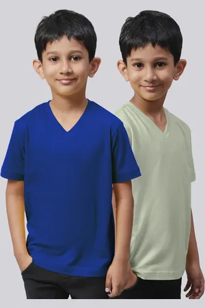 Friskers Boys Pack Of 2 V-Neck Pure Cotton T-shirts