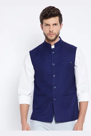 Crimsoune Club Men Blue Solid Waistcoat